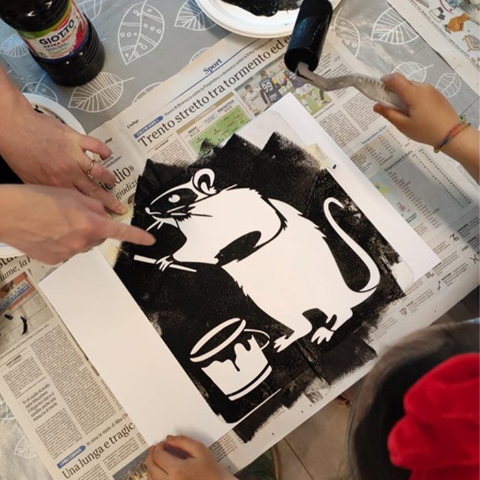 attività svolta durante il laboratorio I topolini di Banksy | 6-12 anni