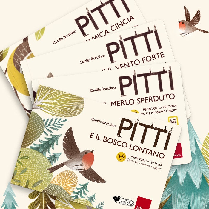 copertine dei libri della serie "Pitti"